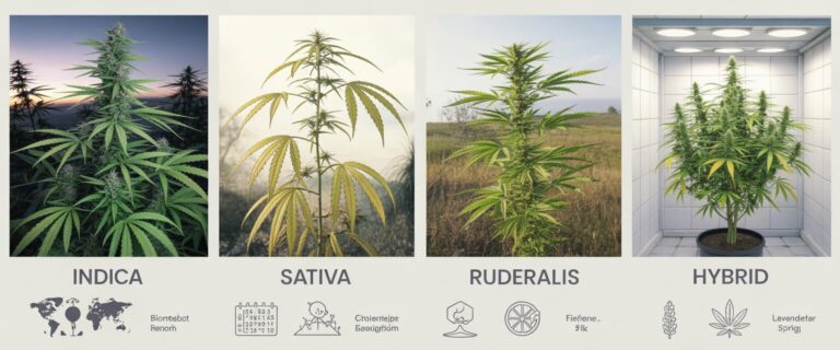 Cannabis soorten uitgelegd: verschillen tussen Indica, Sativa, Hybride en Ruderalis